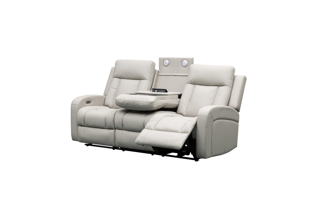 Sudex Beige Power Recliner Sofa in Top Grain Leather