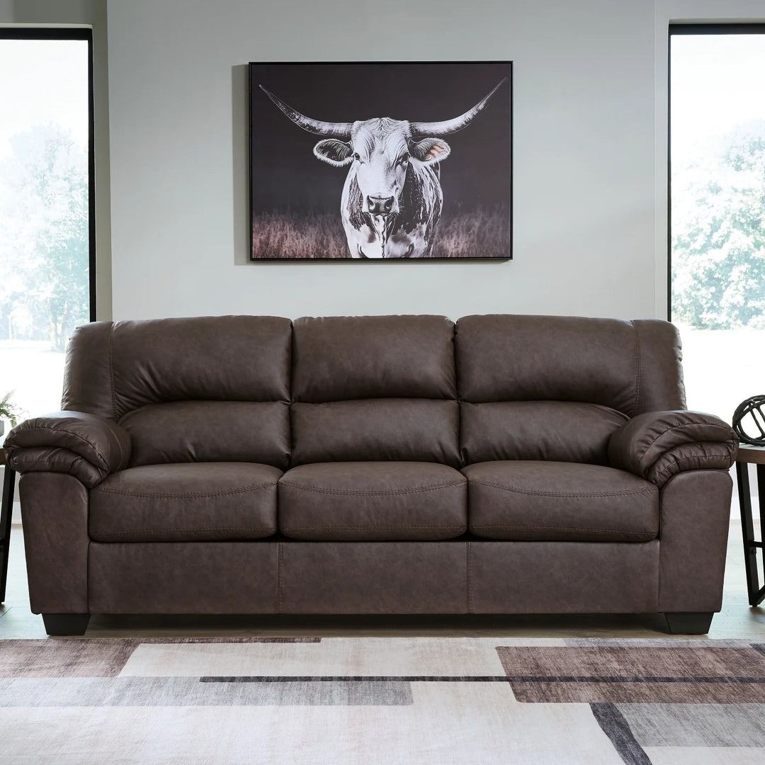 2770538 WillowBend Stationary Sofa In Leather Upholstery - Umber | Signature Design By Ashley