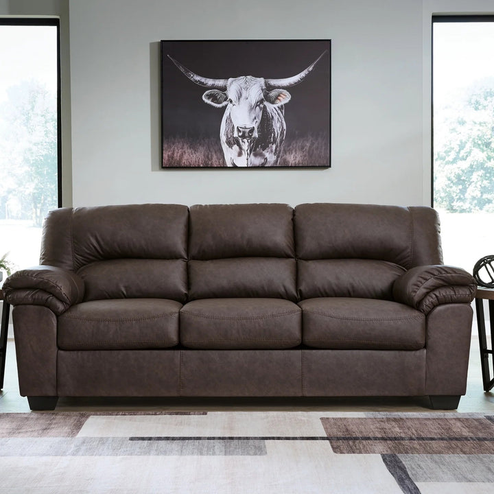 2770538 WillowBend Stationary Sofa In Leather Upholstery - Umber | Signature Design By Ashley