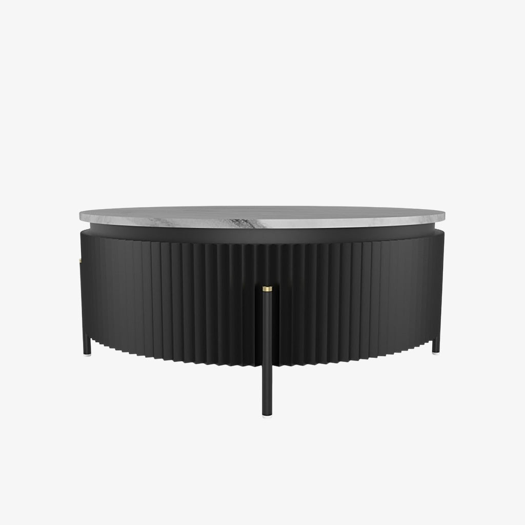 Faith Round Coffee Table With Stainless Steel Legs - Black