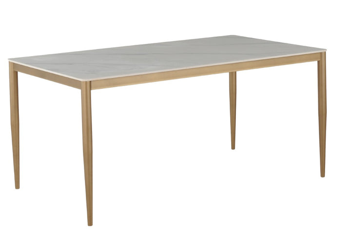 Dizen Metallic Dining Table With Ceramic Top - White/Gold