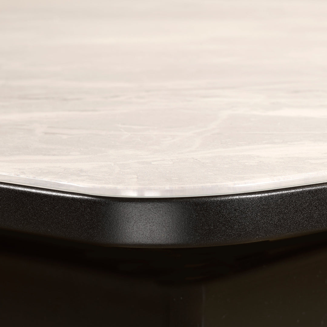 Suzi Metal Dark Grey Dining Table With Extension Leaf