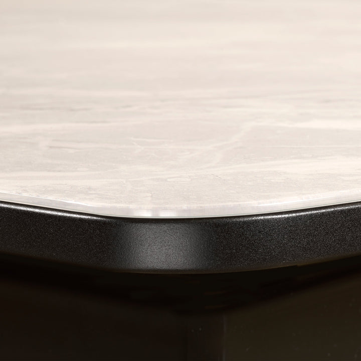Suzi Metal Dark Grey Dining Table With Extension Leaf