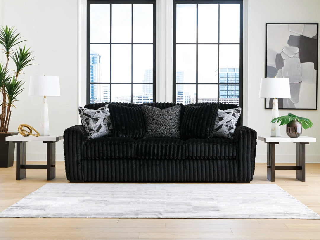 9810338 Midnight-madness Stationary Sofa In Fabric Upholstery - Onyx | Signature Design By Ashley