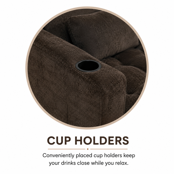 Aspire Fabric Upholstered Sofa Bed With USB Charging Ports - Brown