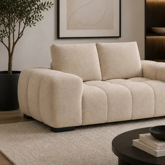 Zara Beige 2-Seater Loveseat In Fabric Upholstery