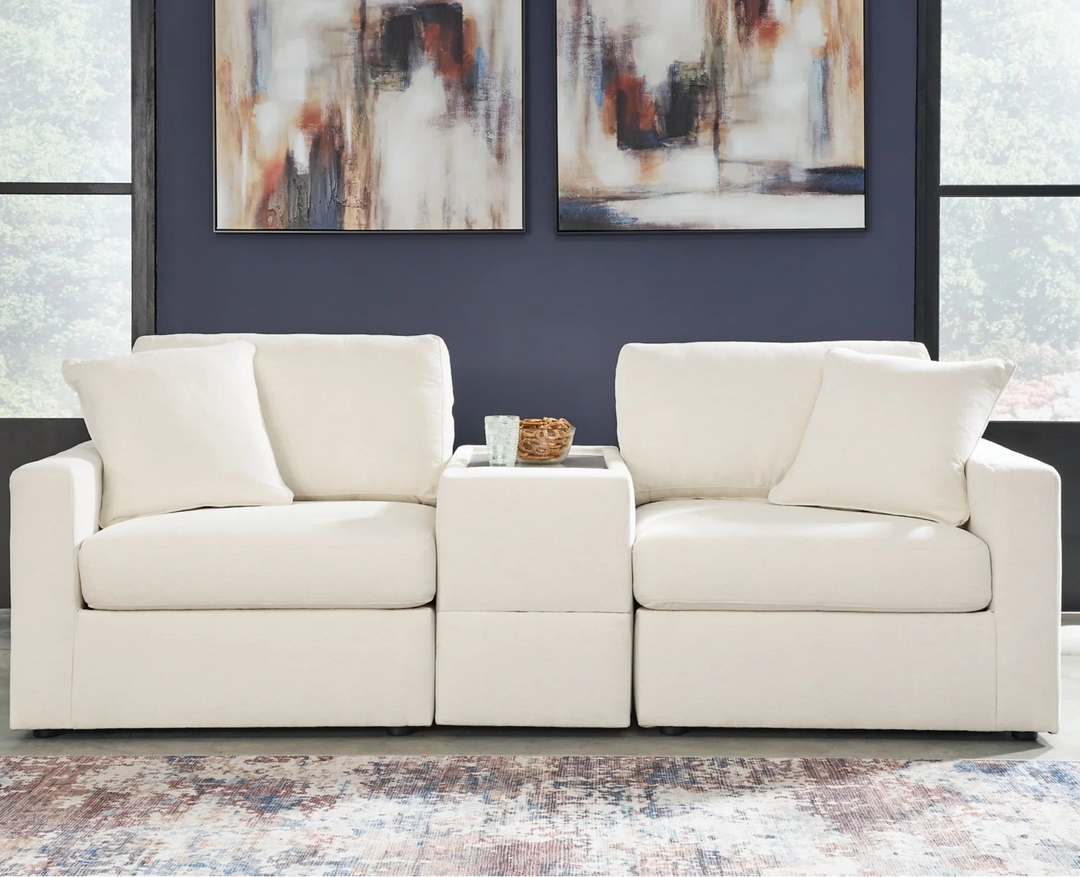92103S3 Modmax 3-Piece Fabric Modular Loveseat With Storage Console - Oyster | Signature Design By Ashley