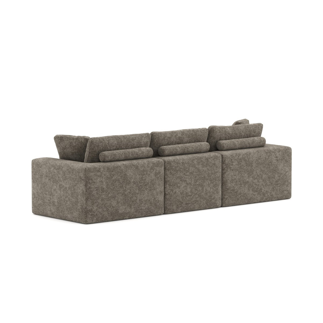 Laviar Fabric Upholstered Brown Sectional Sofa With Chaise