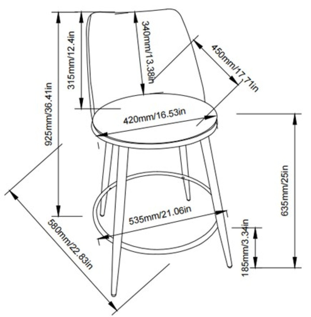 Nova Grey Counter Stool – Set of 2 | Modern Design with Chrome Legs & Footrest
