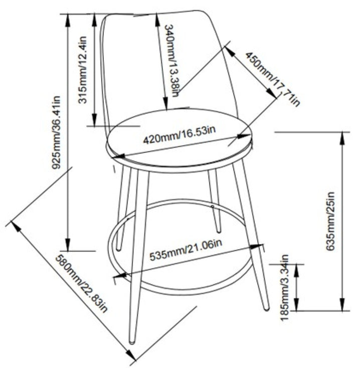 Nova Grey Counter Stool – Set of 2 | Modern Design with Chrome Legs & Footrest