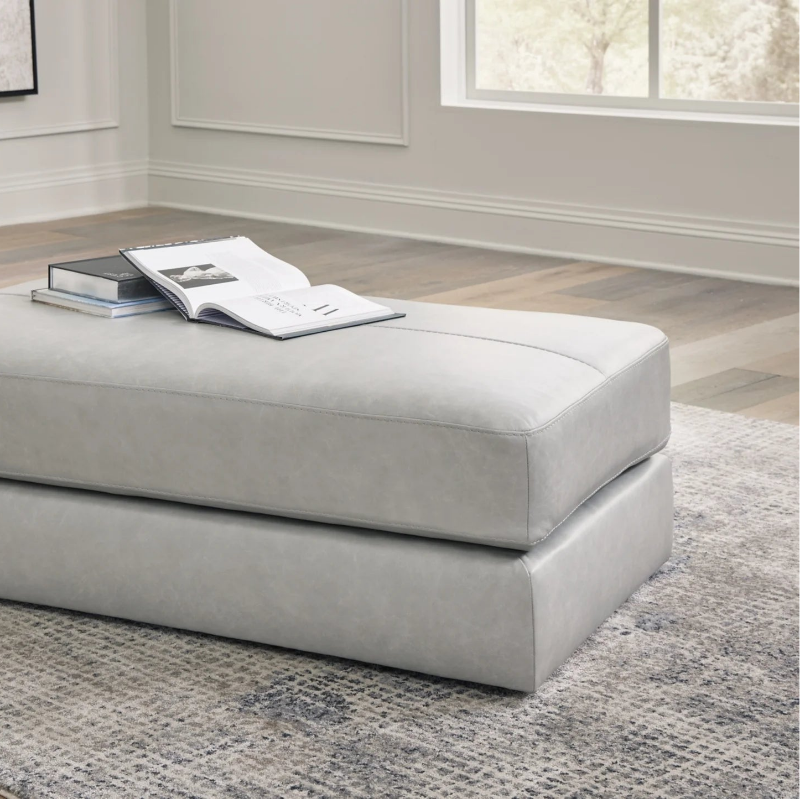 5740408 Amiata Oversized Accent Ottoman In Leather Upholstery - Glacier | Signature Design By Ashley