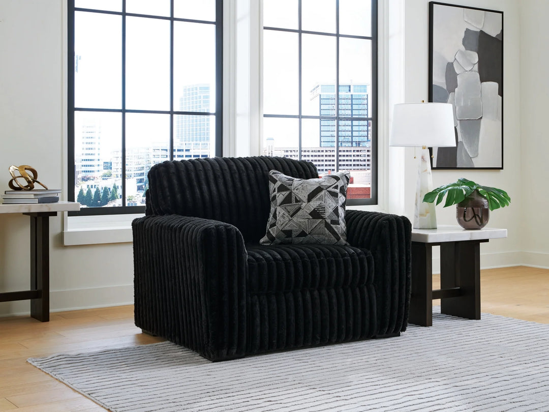 9810323 Midnight-madness Oversized Armchair In Fabric Upholstery - Onyx | Signature Design By Ashley