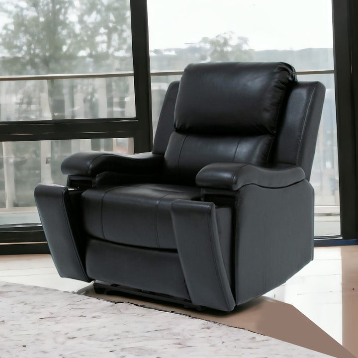 Lexar 3-Piece Power Recliner Set In Leather Gel Upholstery - Midnight Black