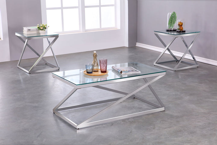 Joy 3-Piece Timeless Coffee Table Set In Chrome Finish