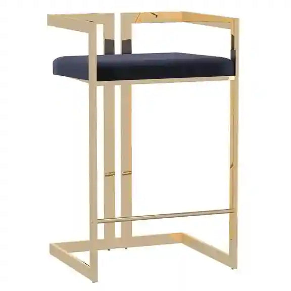 Contemporary Fabric 26" Counter Stool in Black with Gold Legs