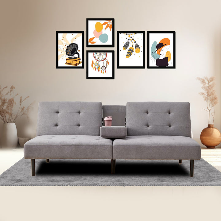 Lucas Fabric Upholstered Sofa Bed In Grey Finish