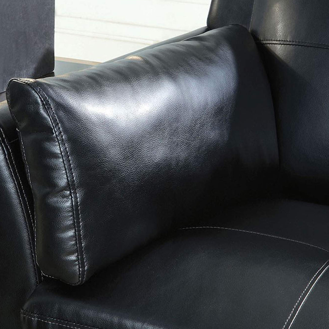 Connor 3-Piece Tranquil Sofa Set In PU Leather Upholstery - Black