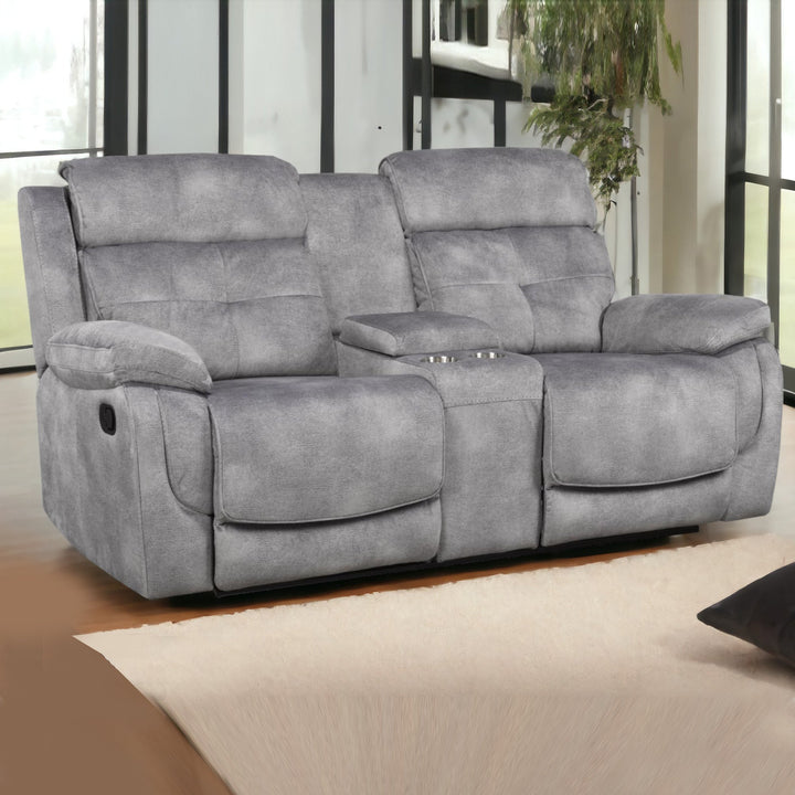 Heli Recliner Loveseat With Polyester Fabric Upholstery - Appealing Grey