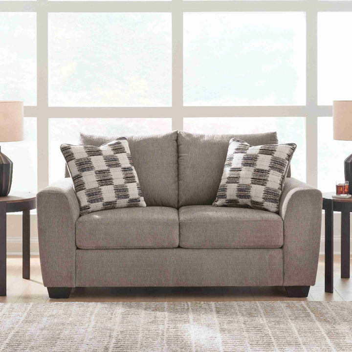 6310235 Loreo Loveseat In Fabric Upholstery - Truffle | Benchcraft by Ashley