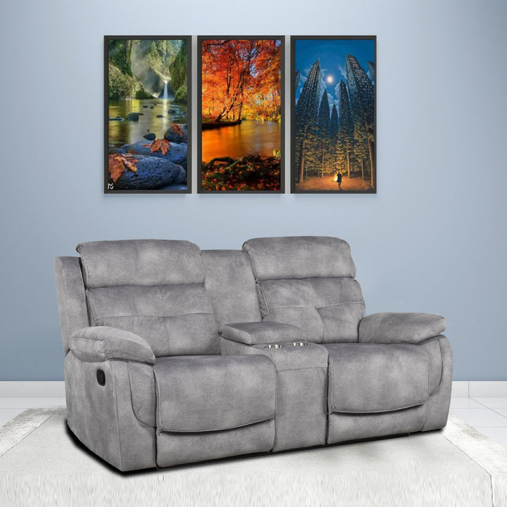 Heli Recliner Loveseat With Polyester Fabric Upholstery - Appealing Grey