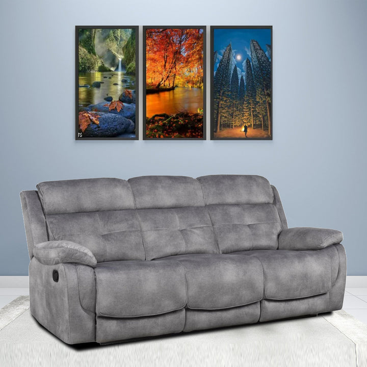 Heli Recliner Sofa With Polyester Fabric Upholstery - Appealing Grey