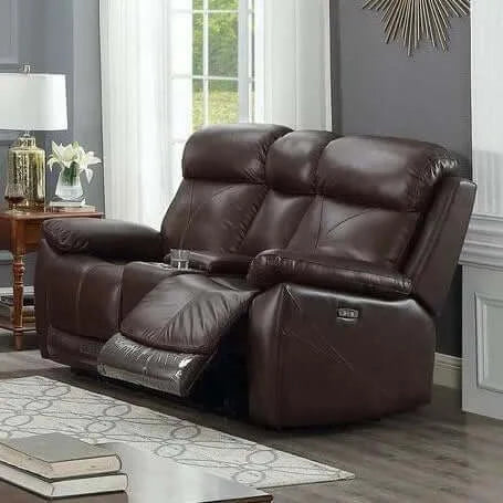 3PC Power Reclining Living Room Set Brown Leather