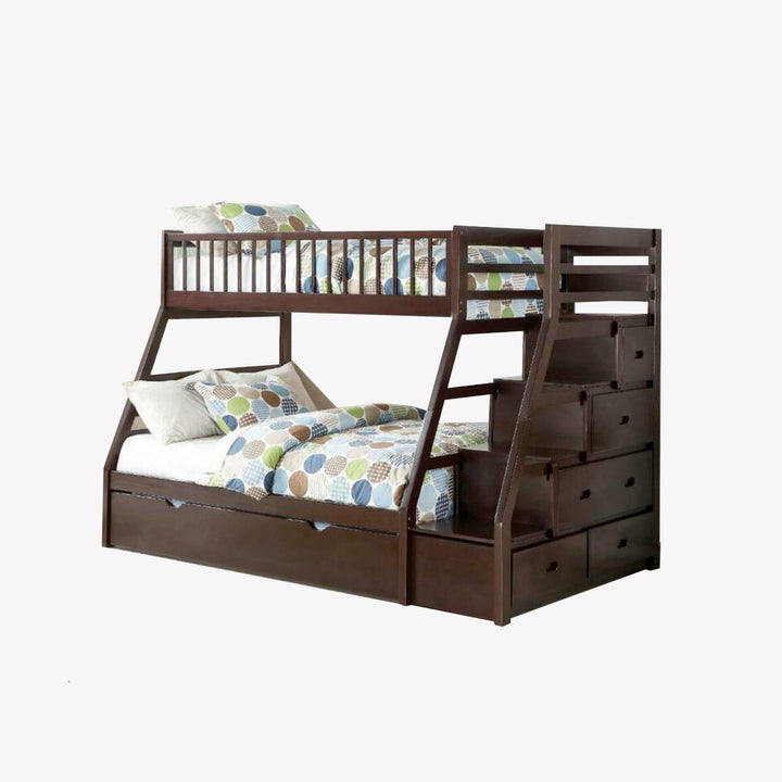 Caroline Bunk Bed (Single/ Double) With Storage Drawers - Espresso