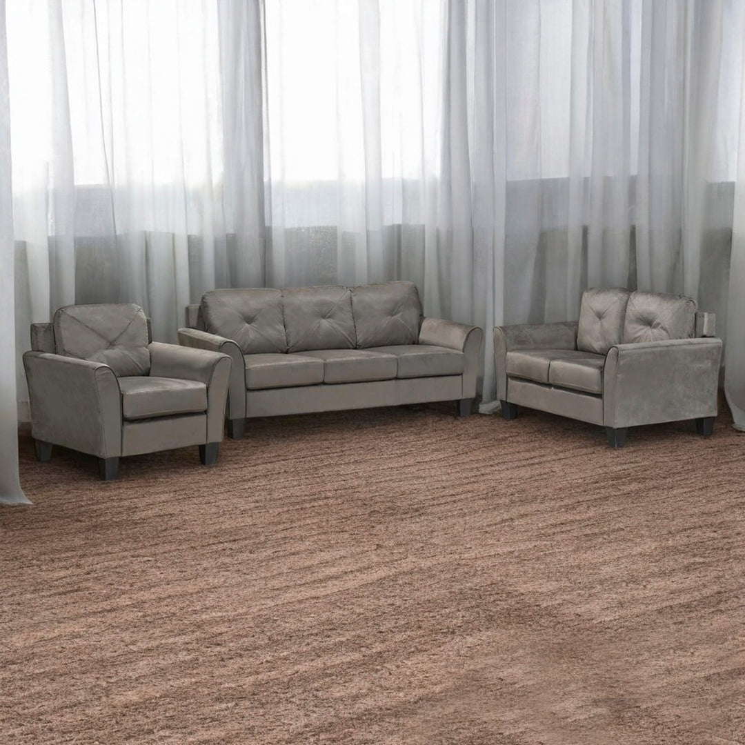Hayden 3-Piece Classic Sofa Set With Fabric Upholstery - Grey