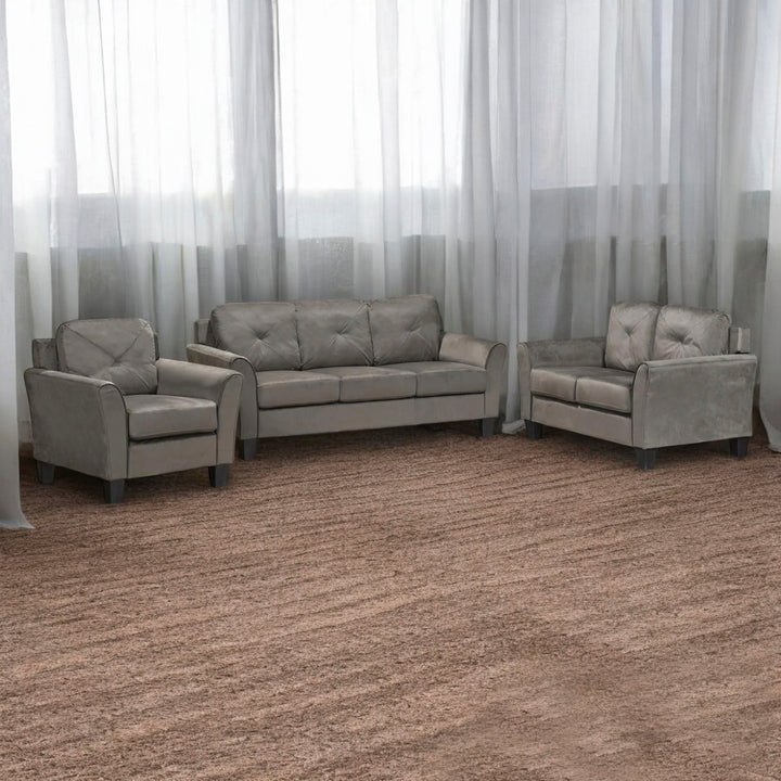 Hayden 3-Piece Classic Sofa Set With Fabric Upholstery - Grey