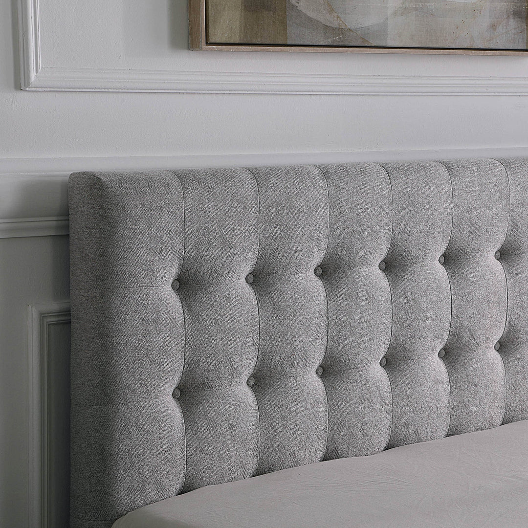 Axton Platform Bed Frame In Fabric Upholstery - Striking Grey