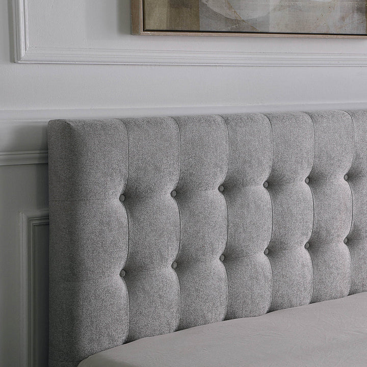 Axton Platform Bed Frame In Fabric Upholstery - Striking Grey