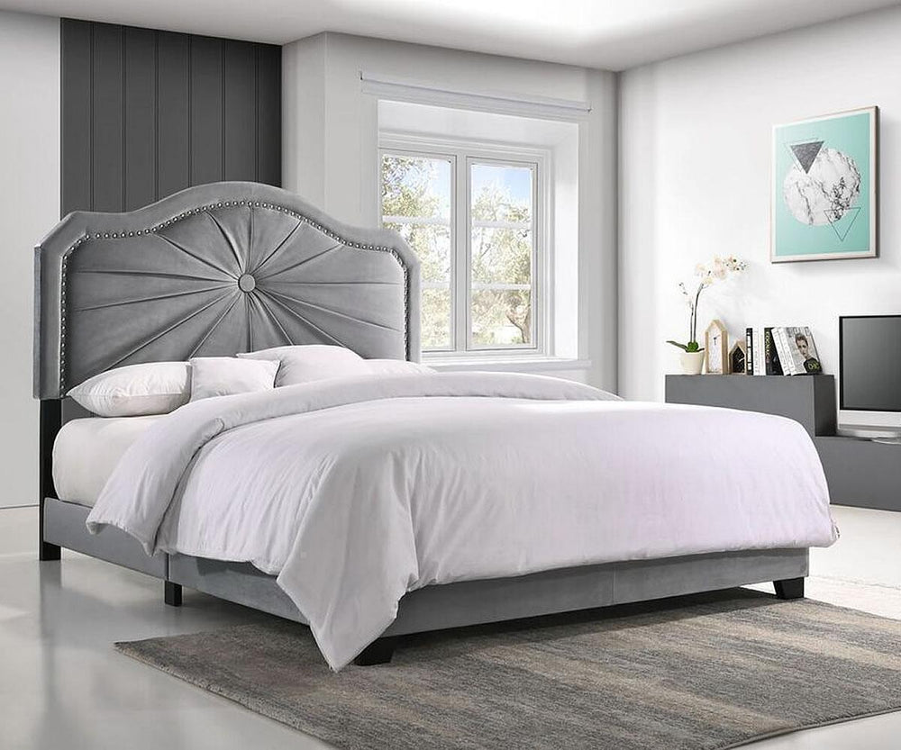 Embla Queen Bed - Elegant Grey Upholstered Bedframe