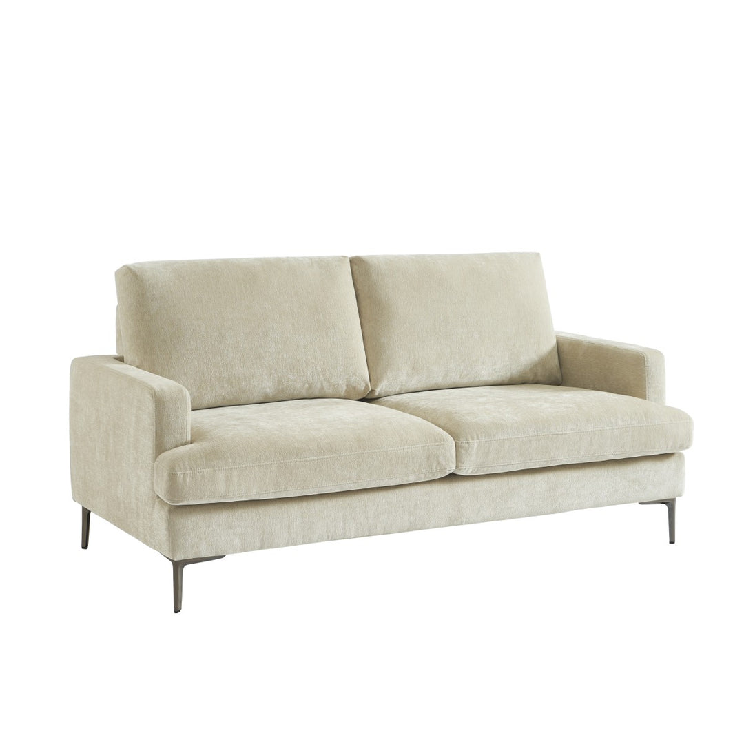 Wenda 3-Seater Fabric Upholstered Stationary Couch - Beige