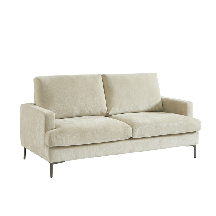 Wenda 3-Seater Fabric Upholstered Stationary Couch - Beige