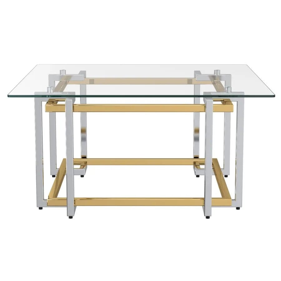 Scarlett Timeless Coffee Table With Tempered Glass & Silver/ Gold Finish | Available In Square & Rectangle Shapes
