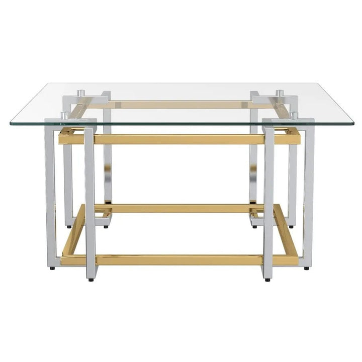 Scarlett Timeless Coffee Table With Tempered Glass & Silver/ Gold Finish | Available In Square & Rectangle Shapes