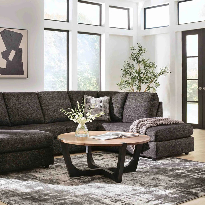 Lentiz 2-piece Fabric Upholstered Sectional Sofa With Chaise - Onyx | Signature Design By Ashley