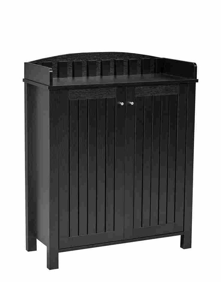 Virtue Wooden Shoes Cabinet In Black Finish