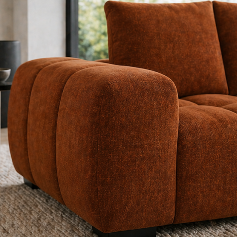 Zara Rust 2-Seater Loveseat In Fabric Upholstery