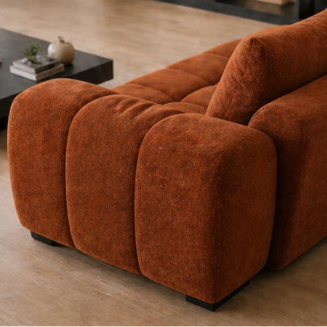 Zara Rust 2-Seater Loveseat In Fabric Upholstery