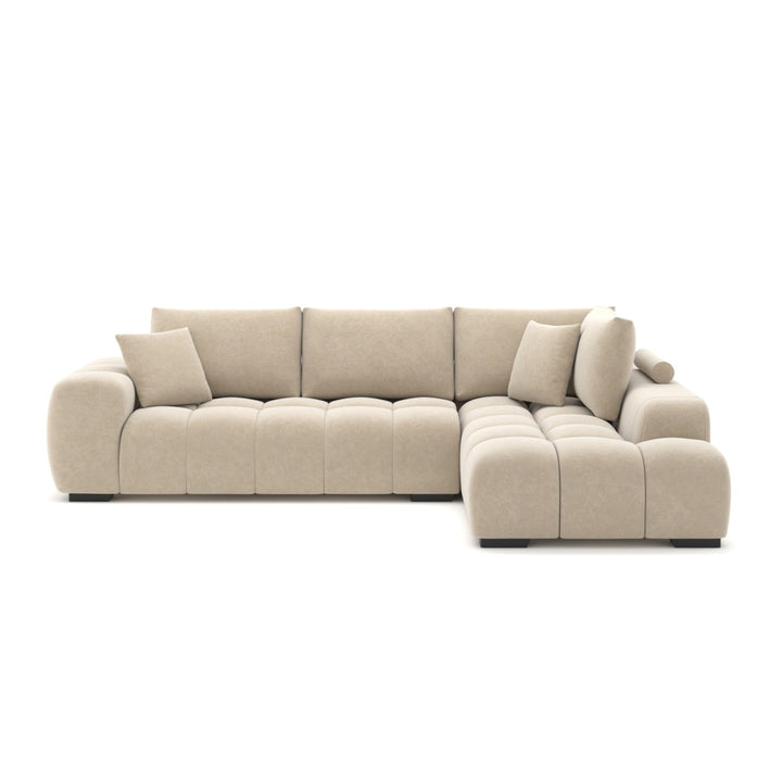 Simon Beige L-Shaped Sectional Sofa In Fabric Upholstery | Available In RHF/ LHF Configuration