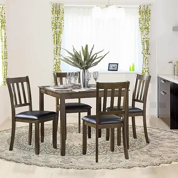 5 Pc Dining Table Set for 4 Brown