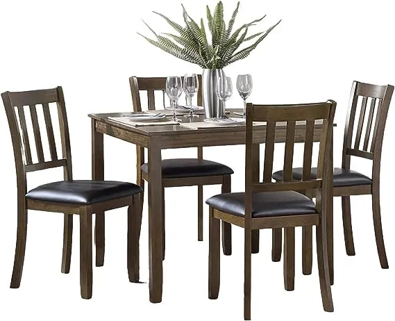 5 Pc Dining Table Set for 4 Brown