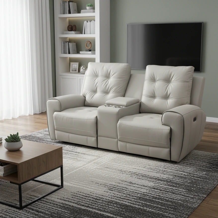 Nolan Taupe 3-Piece Power Recliner Set In Aire-Leather Upholstery