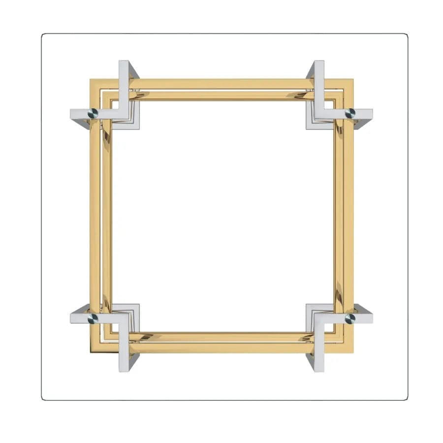 Table basse contemporaine carrée en verre et métal Nspire en argent et or