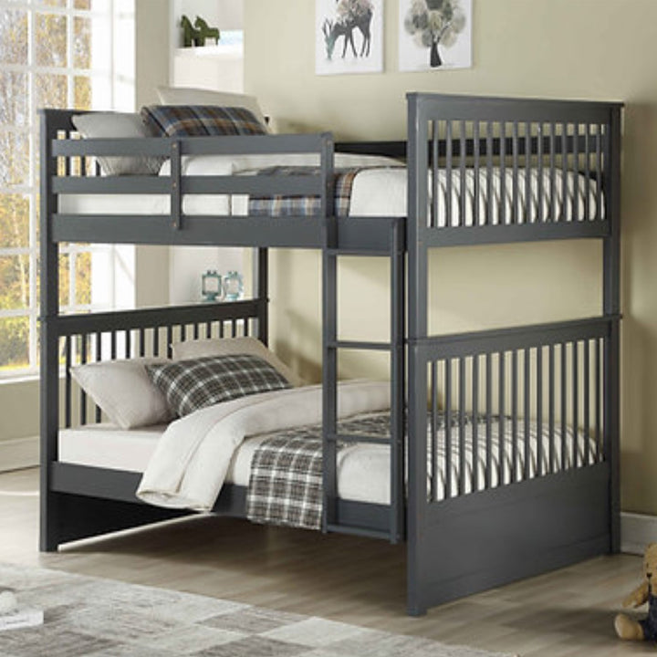 Everett Bunk Bed (Double/ Double) With Storage Drawers - Grey