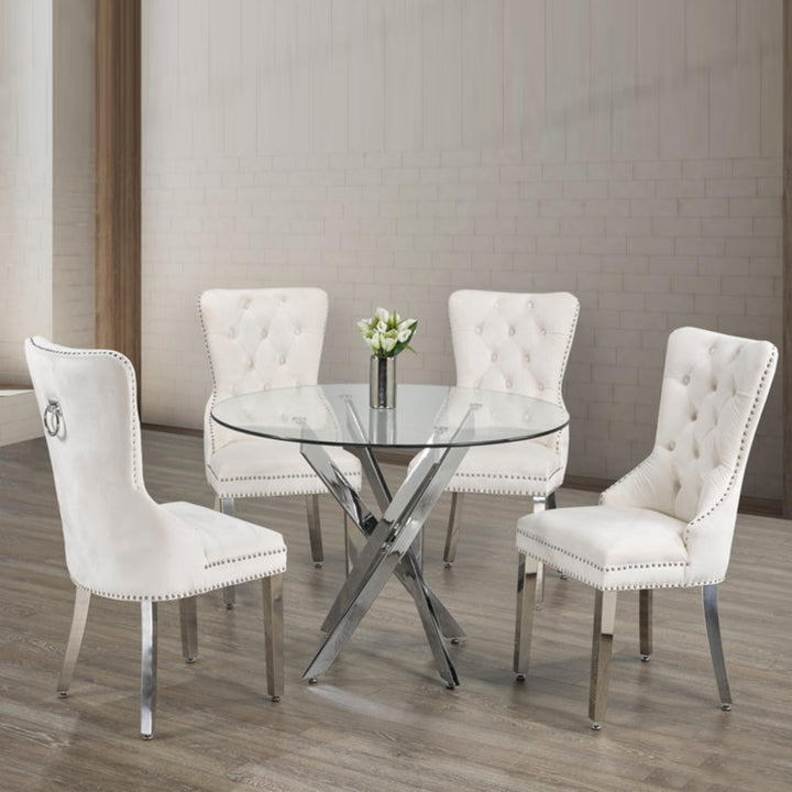 Dashiell Captivating 5-Piece Small Dining Set - Crème