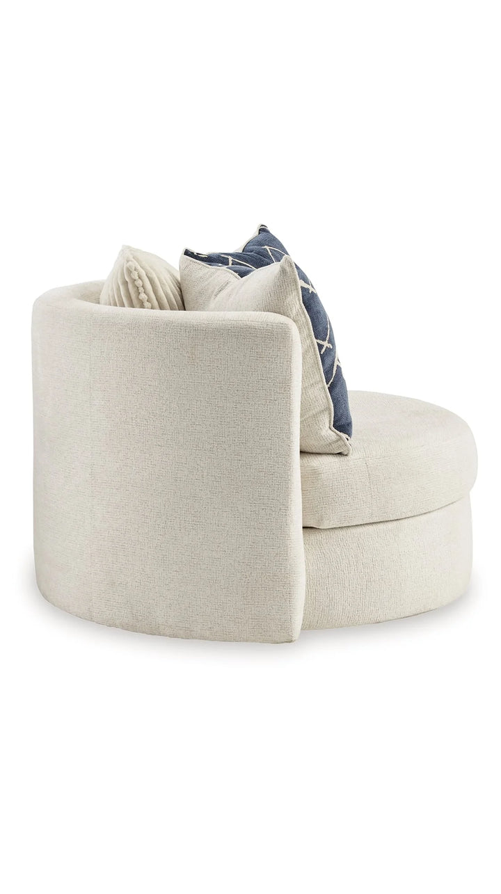 3370644 Padova Swivel Accent Chair In Fabric Upholstery - Ivory | Padova Collection By Ashley