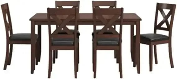 Chisley Cherry Wooden Dining Table Set for 6 X Design Back 7 Pc Dining Set