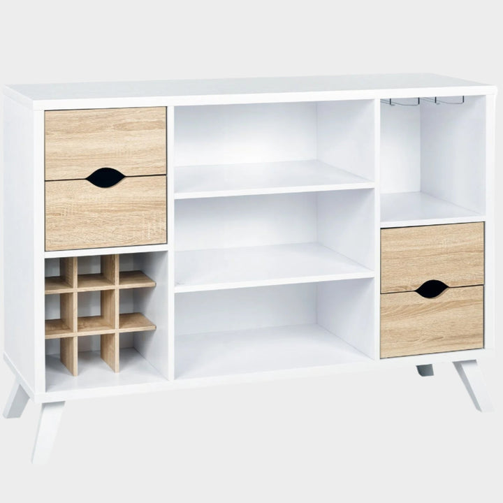 Meridian Timeless Buffet Cabinet In Striking White/ Oak Finish